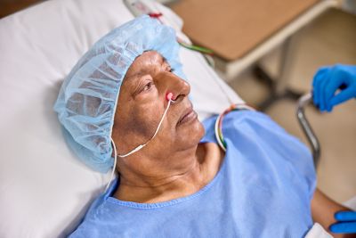 patient wearing the Nasal Alar SpO2 sensor
