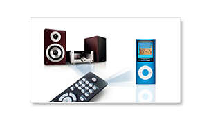 Controle remoto com vários recursos para o sistema e o iPod