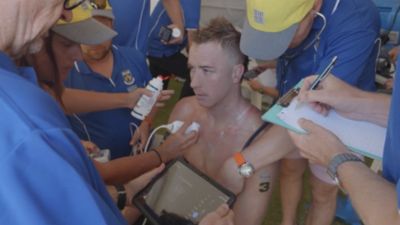 Athlete undergoing SIPE research assessment at Rottnest Swim