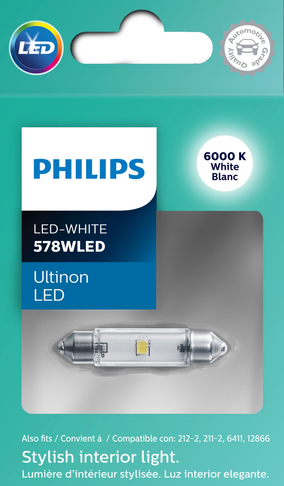 Philips Ultinon Luz LED 578 Blanco 6000K Dos Bombillas Interior Mapa