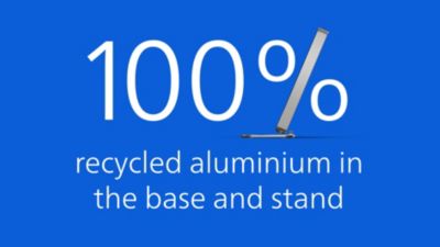 100% recycled aluminium base and stand