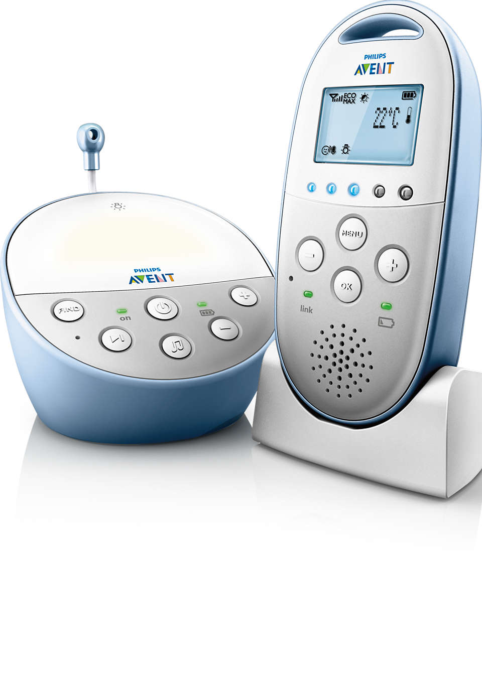 Philips SCD570 Avent Dect baby Monitor veilleuse berceuses & Vibration Alert 