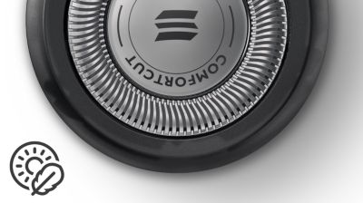 Rounded edges move smoothly over skin for a protective shave