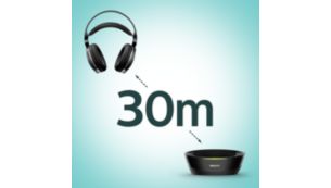 Move freely with 30m wireless range