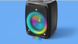 Beat-synced lightshow. Rainbow LEDs pulse to the music