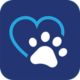 Blue icon with a light blue heart and a white pawprint used to represent the Philips Pet Series app