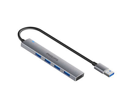 USB-A 插座集线器扩展到 5 端口迷你集线器。