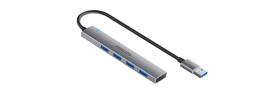 USB-A 插座集线器扩展到 5 端口迷你集线器。