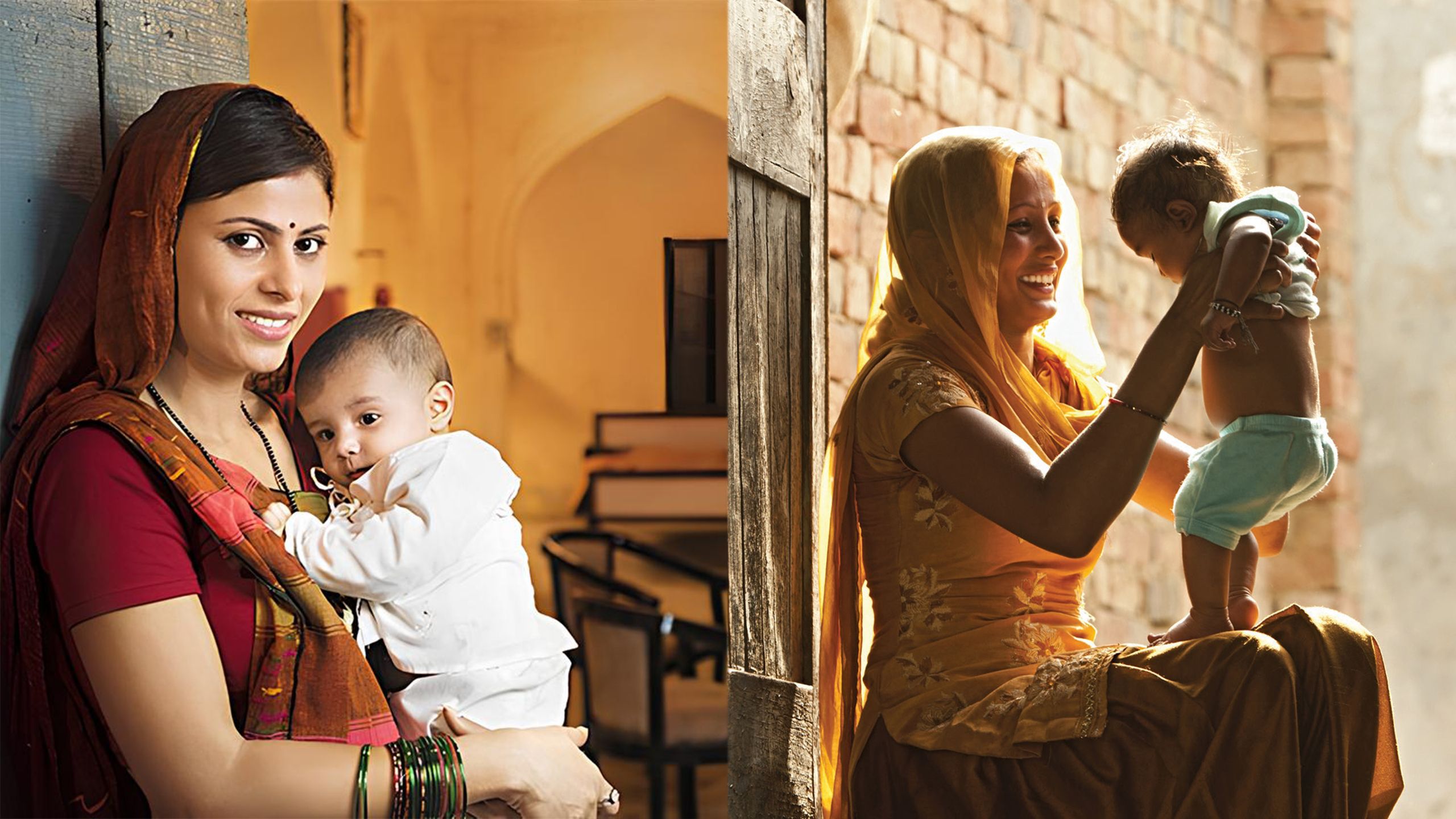 Mothers with infants in rural India
