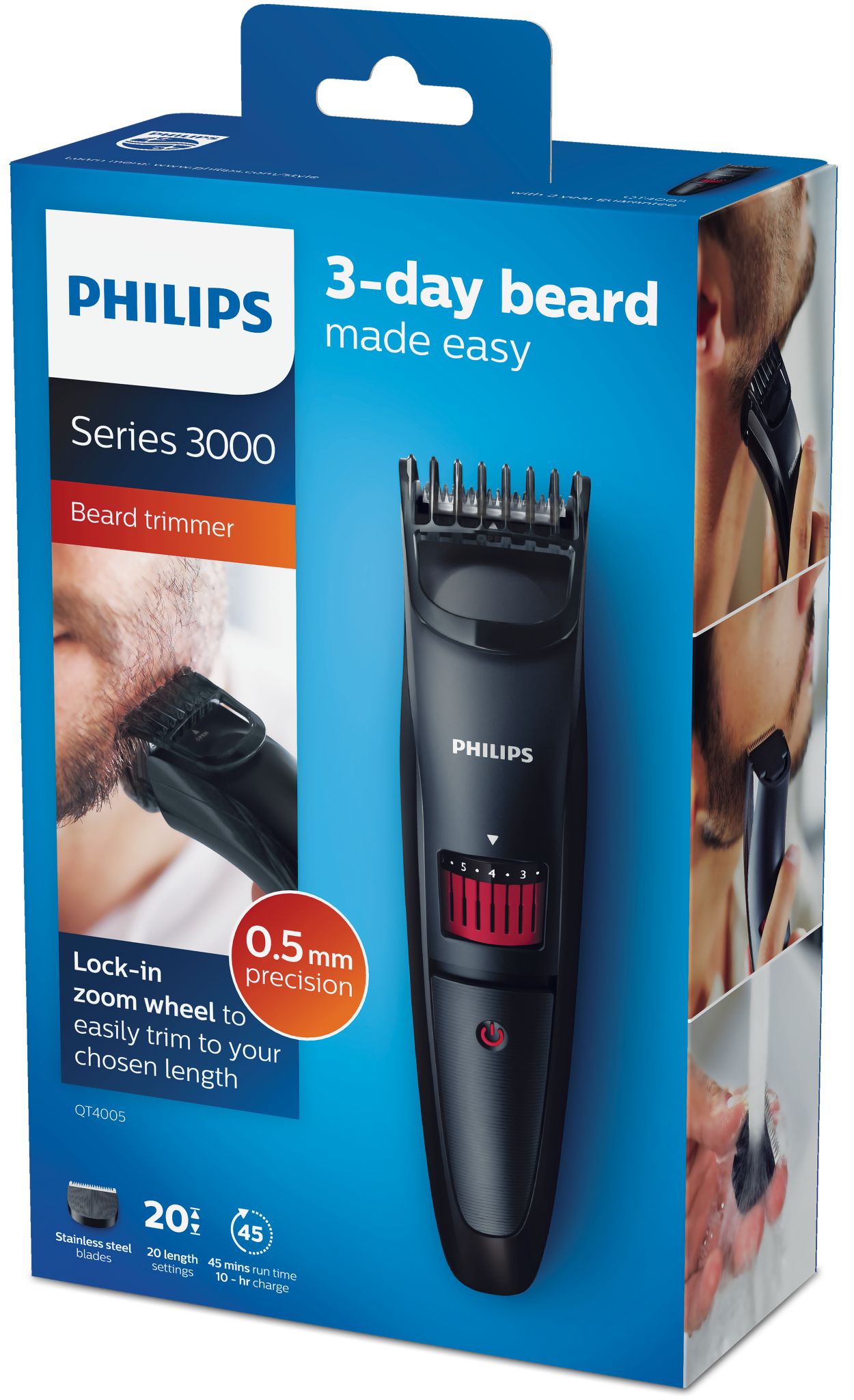 Beardtrimmer series 3000 beard stubble trimmer QT4005/15 Philips