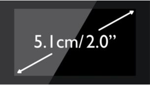 Fácil de leer, pantalla blanco/negro de 5,1 cm (2,0")