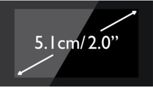 Letlæselig 5,1 cm (2,0") sort på hvid skærm