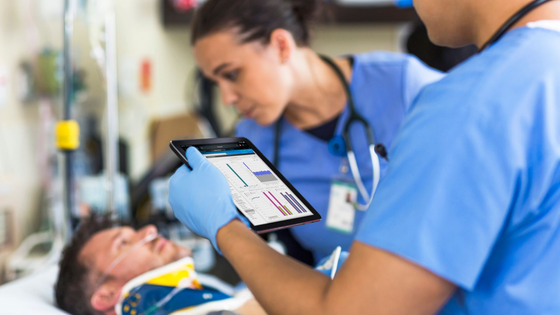 Clinicians tap into the power of IntelliSpace ECG to access critical ECG data via a touchscreen tablet.