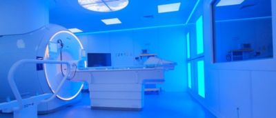 Philips MRI room with ambient lighting designed for patient comfort during scans