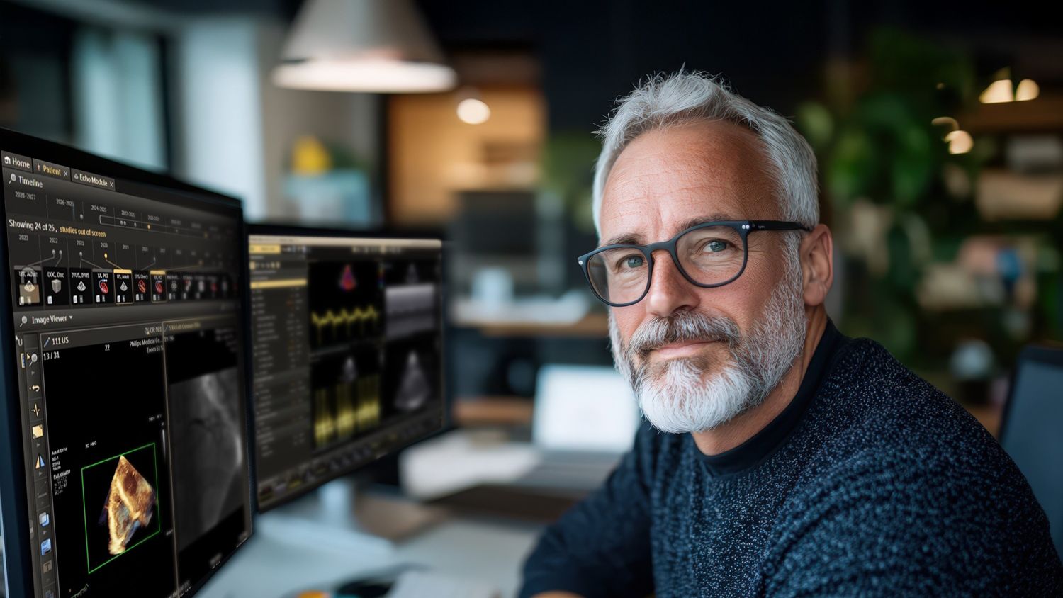 cardiologist looking at screen