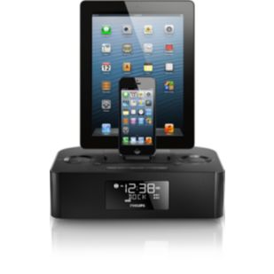 Dual dock triple charging clock radio