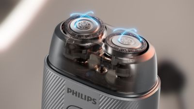 3方向可動ヘッドで顔の輪郭に沿ってシェービング