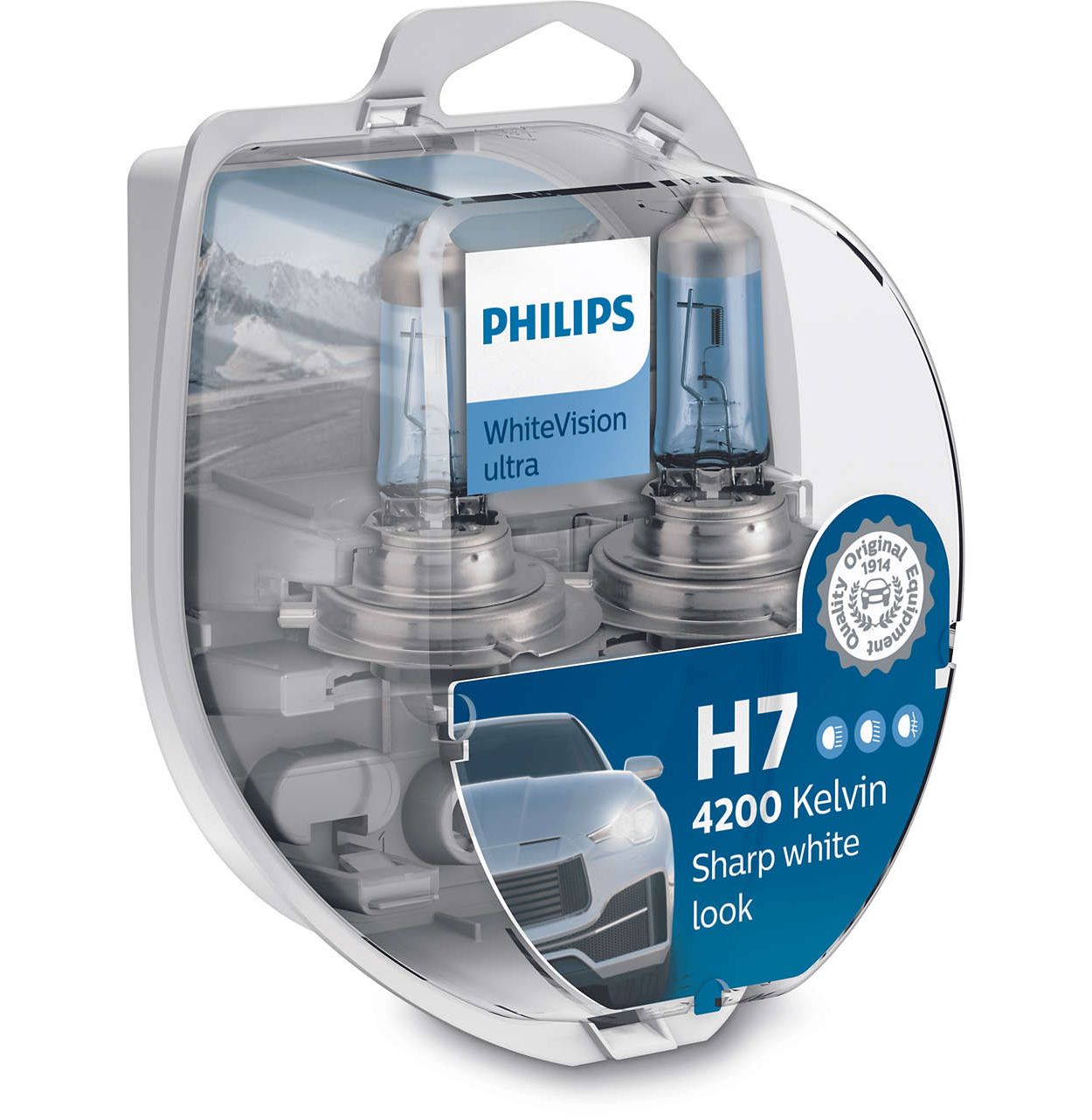 Philips H7 VisionPlus Upgrade Headlight Bulb with up to 60% More Vision, 1  Pack 