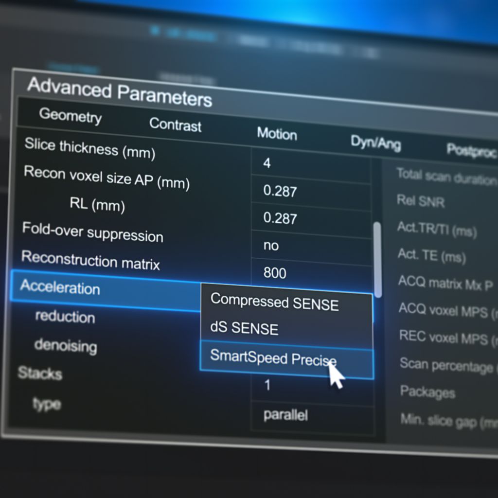 Selection of the parameter in a single click 