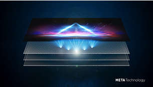 Lyssterkt OLED META-panel. TV-en støtter alle de vanligste HDR-formatene