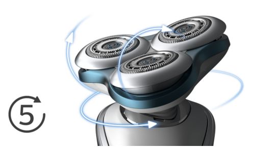 In 5 Richtungen bewegliche Flex-Scherköpfe passen sich Konturen mit weniger Druck an