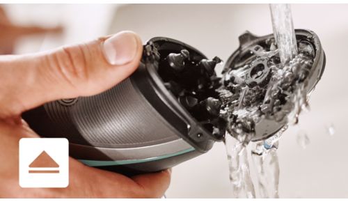 Rasierer kann unter fließendem Wasser gereinigt werden