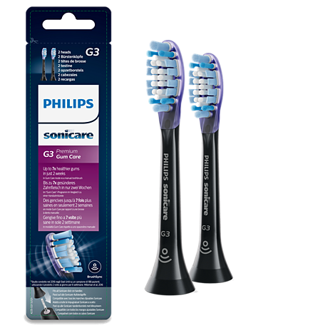 HX9052/33 Philips Sonicare G3 Premium Gum Care Pack de 2 cabezales negros de cepillos Sonicare