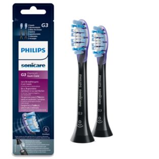 Sonicare G3 Premium Gum Care Pack de 2 cabezales negros de cepillos Sonicare