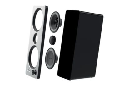 El diseño del altavoz en forma de pesas ofrece un sonido equilibrado natural