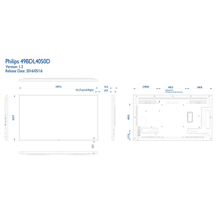 Signage Solutions D ラインディスプレイ 49BDL4050D/11 | Philips Signage Solutions D ラインディスプレイ 49BDL4050D/11 | Philips
