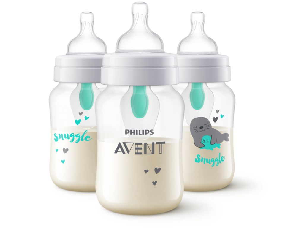 Hands-Free Baby Bottle - Anti-Colic Self Feeding Baby Bottle System 9 oz (2  Pack - Elephant)