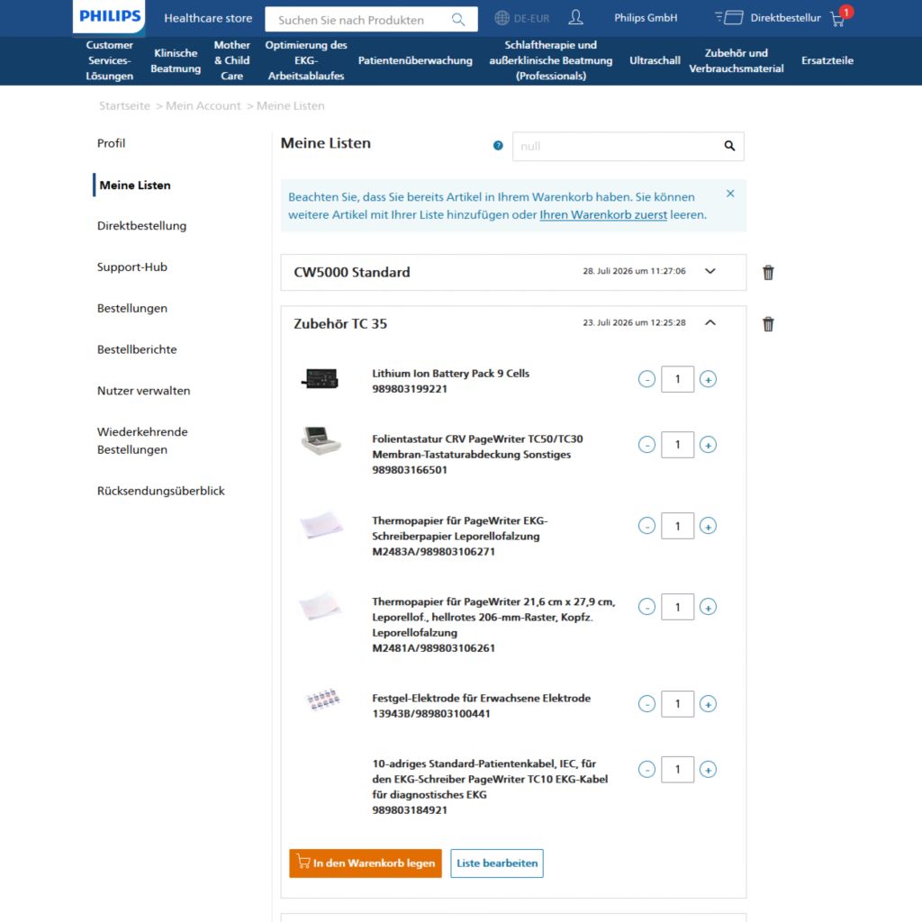 Philips-Online-Benutzeroberfläche