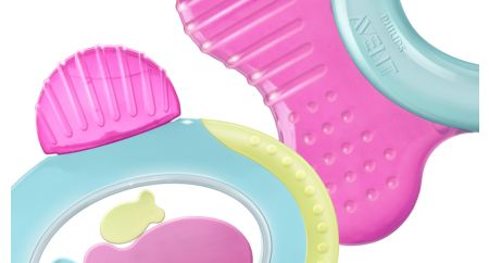 Multiple textures cool and massage gums as back teeth emerge