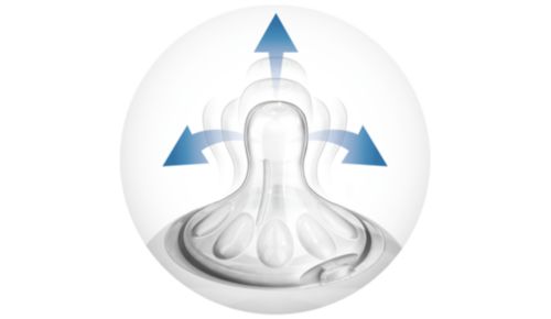 Unikke kronblade for en blød, fleksibel sut, uden at sutten klapper sammen