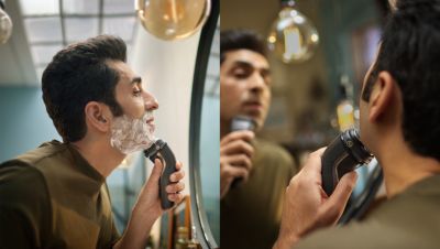 Rasage sur peau humide ou sèche au-dessus du lavabo ou sous la douche