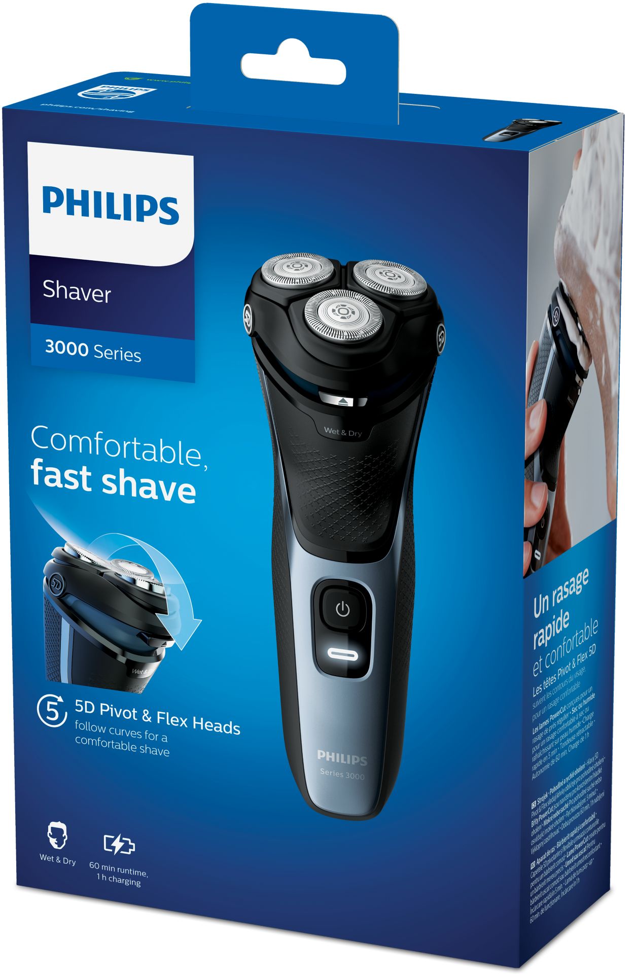 Shaver series 3000 Wet or Dry electric shaver, Series 3000 S3133/51