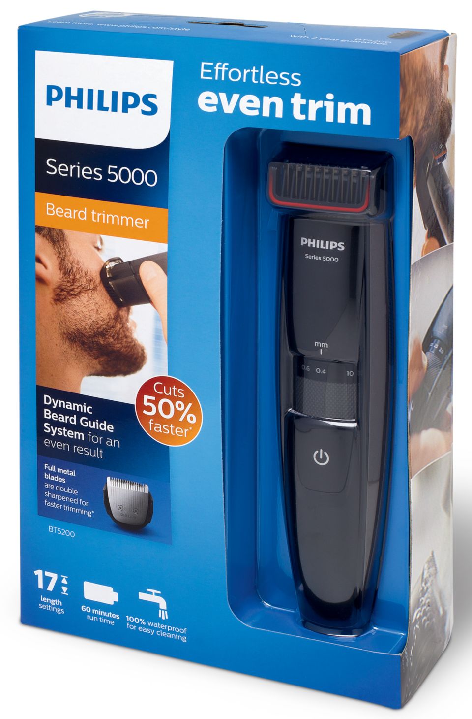 Beardtrimmer series 5000 Stubble trimmer BT5200/16 | Philips