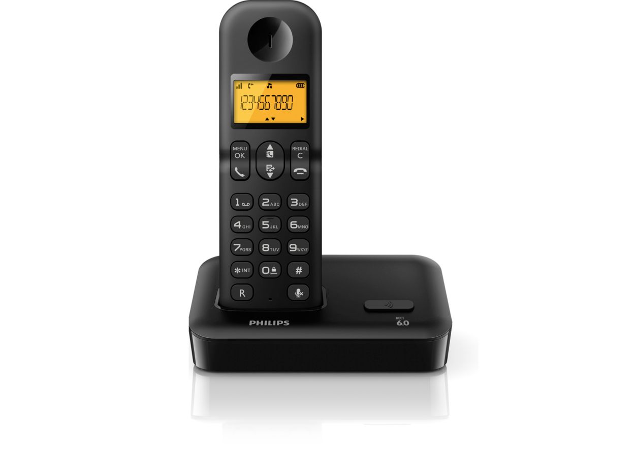 Philips Teléfono Fijo Inalámbrico Negro D1611B