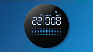 Gaisa kvalitātes sensors, temperatūra un filtra statuss