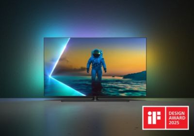 Ambilight-Fernseher beleuchtet Wand mit farbigem Licht