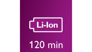 強勁鋰電池，操作時間達 120 分鐘
