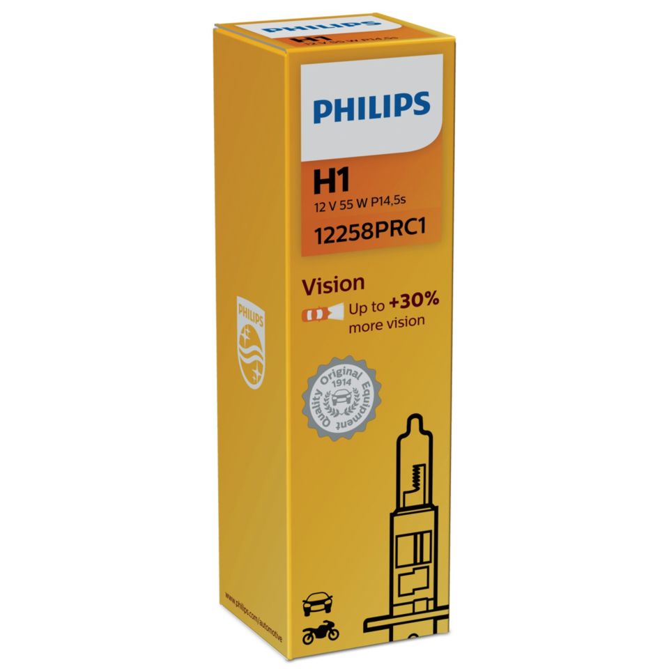 Ampoule Vision H1 - 12 V - P14,5s - 55W - Feux de route - Feux de croisement  - Feux antibrouillard 