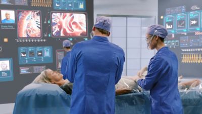 Clinicians using advanced image-guided therapy visualization in future lab