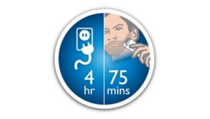 75 minutos de uso sem fio após 4 horas de carregamento.