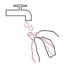 Lightly moisten the cleaning cloth
