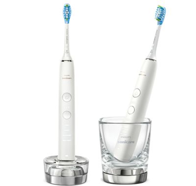 Philips Philips Sonicare DiamondClean 9000 2x Elektrische sonische tandenborstels met app - Wit HX9914/55 aanbieding