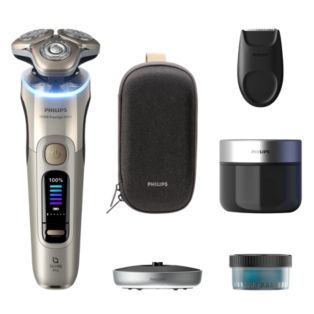 i9000 Prestige Ultra Nedves és száraz elektromos borotva SkinIQ Pro-val
