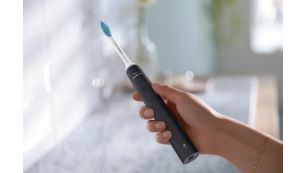 Ergonomic design makes the toothbrush easy to hold and use