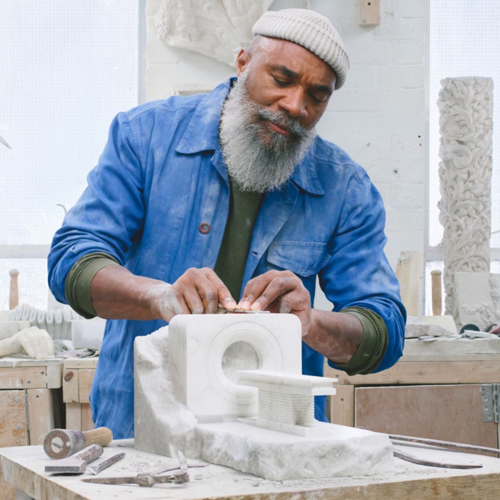 man making ct sculpture