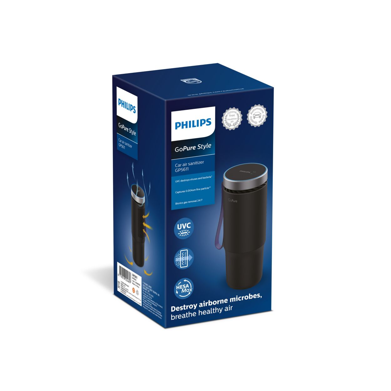 Philips GoPure GP5611 - Purificador de aire HEPA portátil pequeño con  purificación LED UVC, para automóvil, camión, caravana, cámper, reducción  de